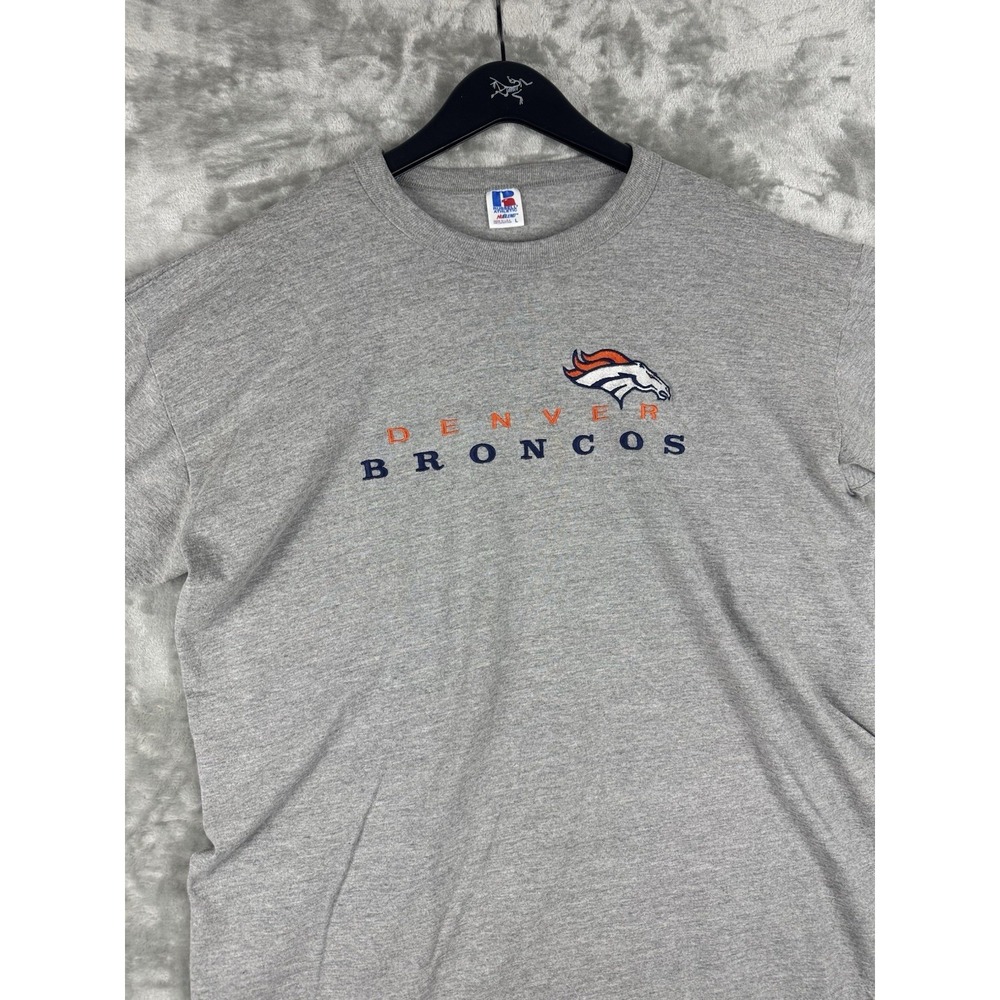 Vintage Russell Athletic Denver Broncos Embroidered T Shirt Mens Large USA 90s